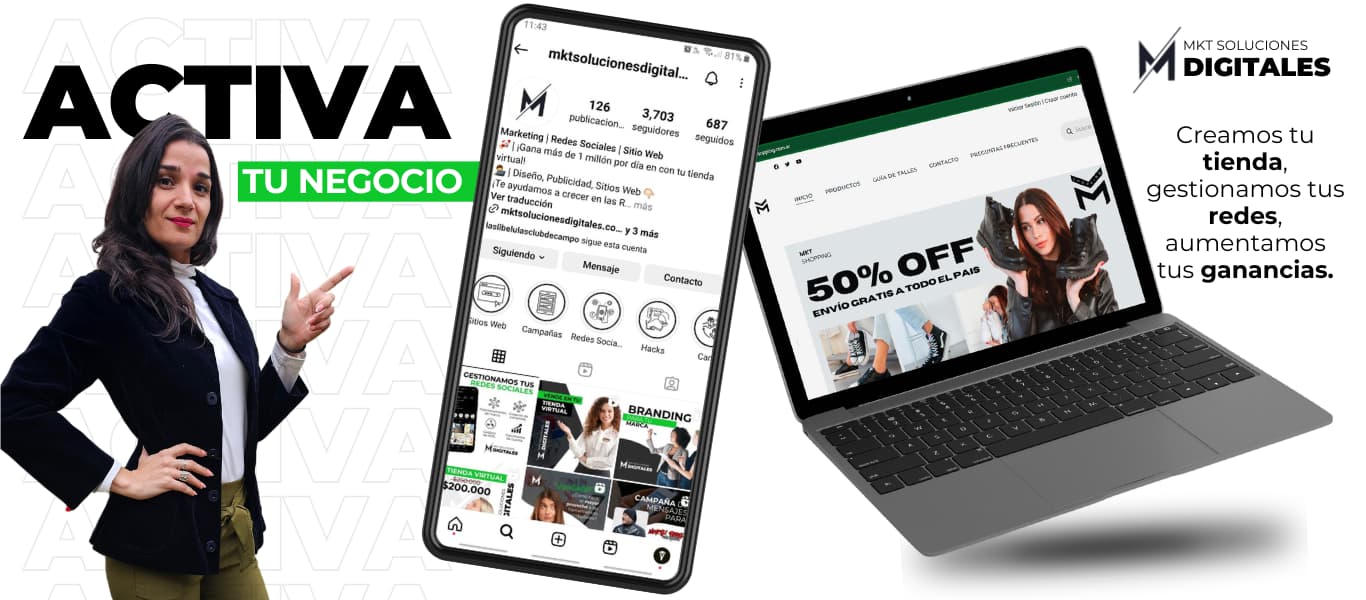 Creamos tu tienda o sitio web, gestionamos tus redes sociales y aumentamos tus ganancias.